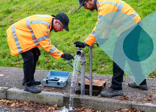 Bristol water engineers working on fixing a burst water pipe