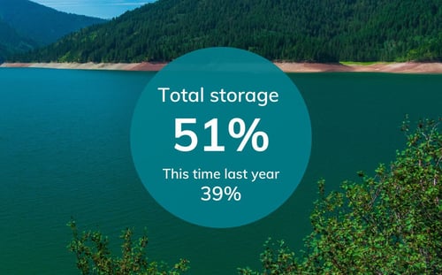 Total storage reservoir graphic showing the level is at 51%