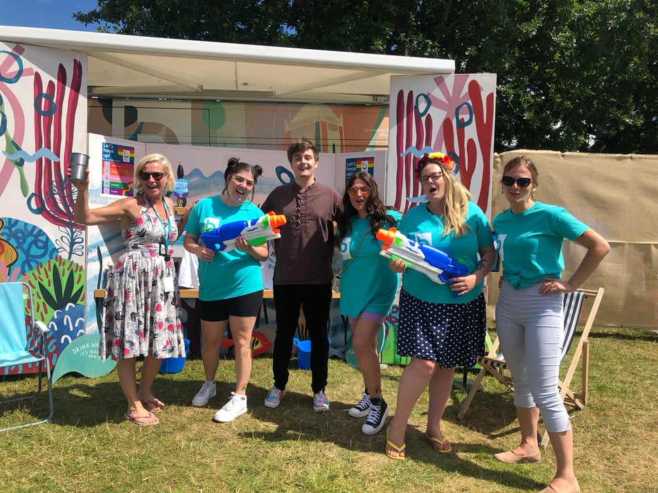 Bristol Water volunteers working at the Water Bar at Bristol Pride 