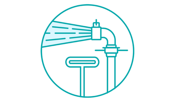 A icon of water being flushed