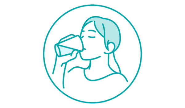 A icon of a woman drinking a glass of water 