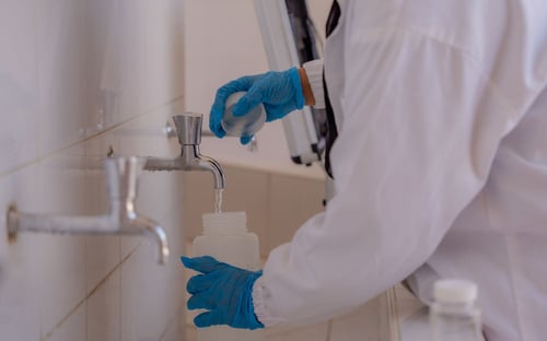 Water quality testing being carried out at a home