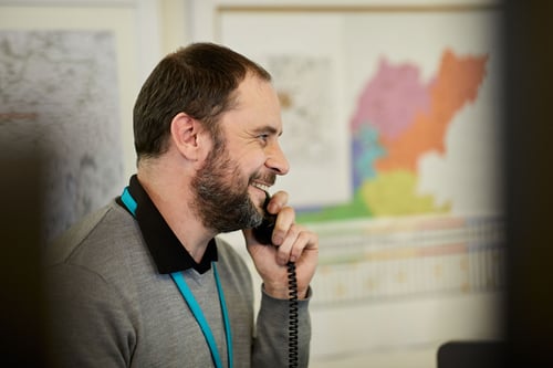Bristol Water employee on the phone