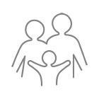 digital image of a family of two parents and once child