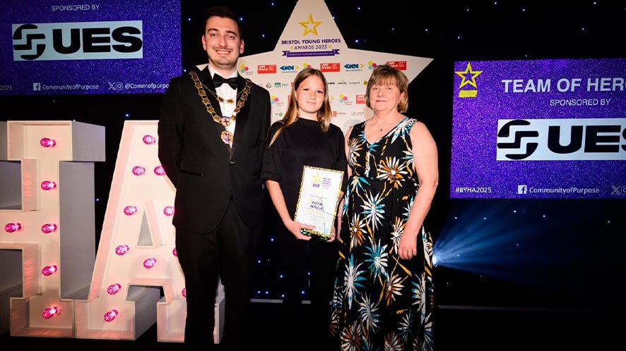 Bristol schoolgirl wins Super Hero category at the Young Hero Awards for services to volunteering